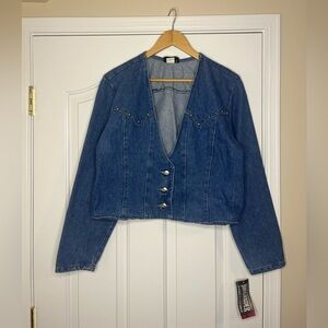 Vintage Cropped Denim Jacket Studded Western Country NWT